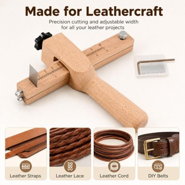 Thickness Adjustable Leather Belt Cutting Wood Handle Cutter