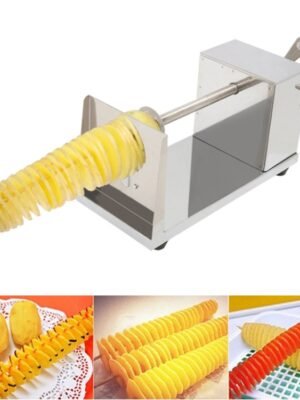 Stainless Steel Manual Spiral Tornado Tower Hand Shake Potato Rotary Chips Twister Slicer Cutter