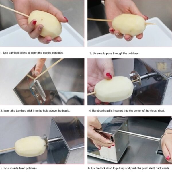 Stainless Steel Manual Spiral Tornado Tower Hand Shake Potato Rotary Chips Twister Slicer Cutter