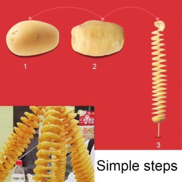Stainless Steel Manual Spiral Tornado Tower Hand Shake Potato Rotary Chips Twister Slicer Cutter