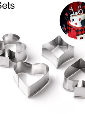 3 Sets Stainless Steel Poker Cookie Mold Playing Cards Cake Fondant Mold Spade Heart Biscuit Cutter