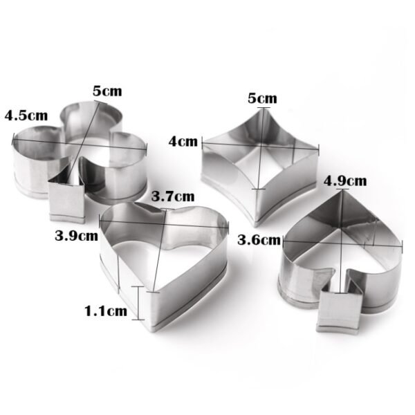 3 Sets Stainless Steel Poker Cookie Mold Playing Cards Cake Fondant Mold Spade Heart Biscuit Cutter