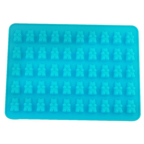 2 PCS 50 Holes Small Bear Chocolate Tray Silicone Mold Cookie Mold Candy Mold, Random Color Delivery, Size: 19*13.7*1cm