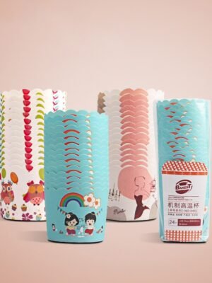 24pcs / Pack Round Lamination Cake Cup Muffin Cases Chocolate Cupcake Liner Baking Cup, Size: 7 x 6  x 5.5cm, Random Color Delivery
