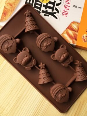 2 PCS Christmas Tree Santa Claus Chocolate Dessert Pastry Kitchen Baking Silicone Ice Lattice Mold