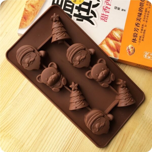 2 PCS Christmas Tree Santa Claus Chocolate Dessert Pastry Kitchen Baking Silicone Ice Lattice Mold