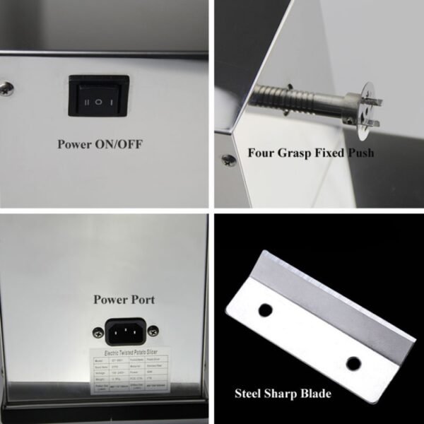 Stainless Steel Electric Tornado Potato Tower Crane, EU Plug