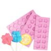 12-Capacity DIY Silicone Chocolate Molds(Lollipop Shape), Cherry Blossoms Shape, Cow Shape, Lollipop Shape