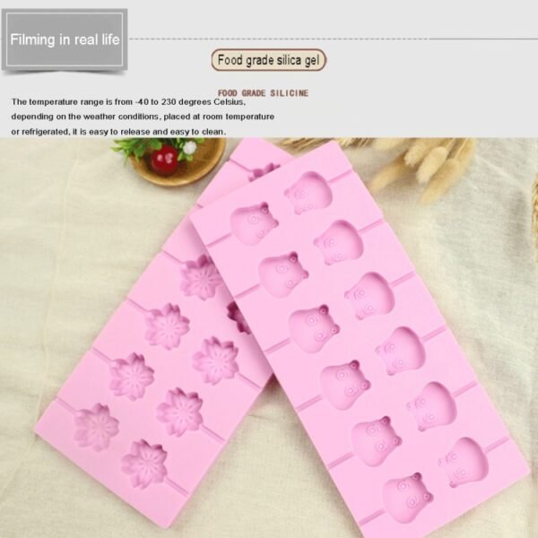 12-Capacity DIY Silicone Chocolate Molds(Lollipop Shape), Cherry Blossoms Shape, Cow Shape, Lollipop Shape