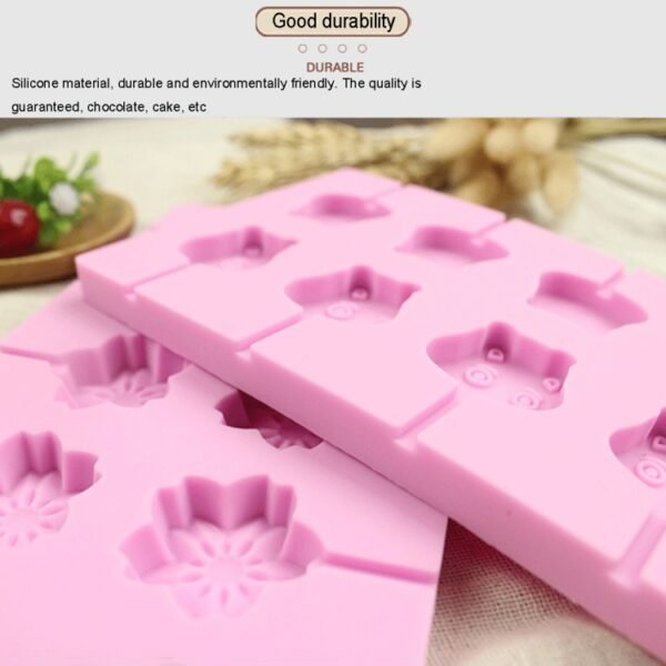 12-Capacity DIY Silicone Chocolate Molds(Lollipop Shape), Cherry Blossoms Shape, Cow Shape, Lollipop Shape