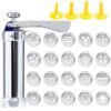 Multifunctional  Household Cookie Biscuit Machine Tool Mold Decorating Mounted DIY Baking with 20 Moulds & 4 Nozzles, Multi-function silver, Multi-function Green
