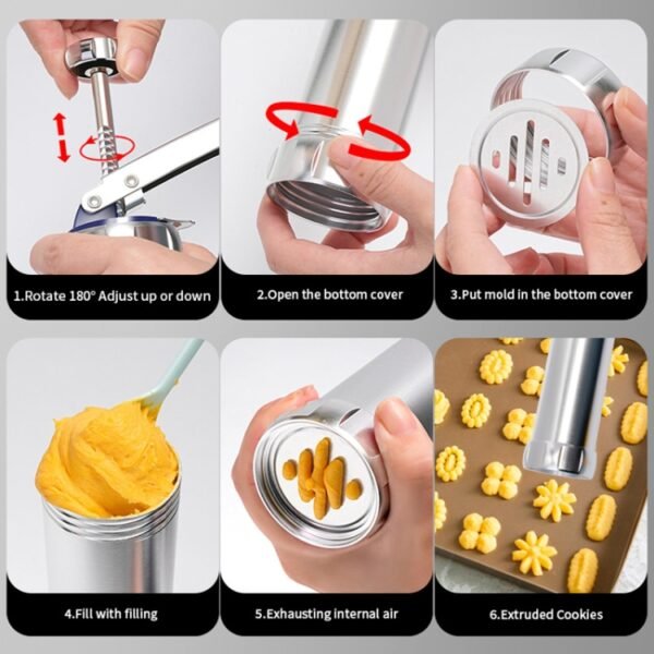 Multifunctional  Household Cookie Biscuit Machine Tool Mold Decorating Mounted DIY Baking with 20 Moulds & 4 Nozzles, Multi-function silver, Multi-function Green