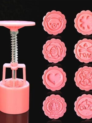 DIY Fondant Cake Mold Biscuit Cookie Cutters Baking Tools with 8 PCS Round Cartoon Patterns, 8 PCS Round Cartoon Patterns(Pink), 8 PCS Round Cartoon Patterns(White)