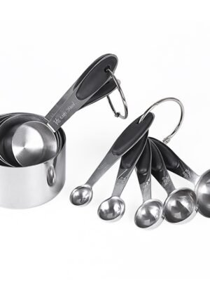 kn650 10 in 1 Black Stainless Steel Measuring Spoon Cake Mold Baking Tool Set