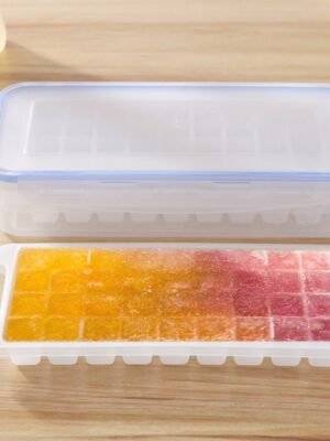 Small Square Ice Mold Trays Multi-layer Mold with Cover Ice Storage Box, 2 Layers
