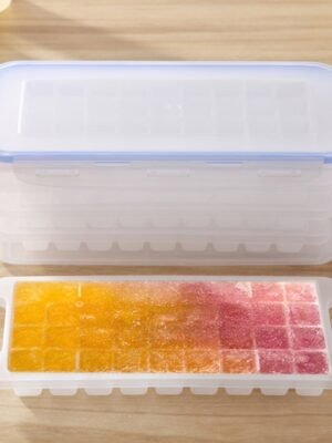 Small Square Ice Mold Trays Multi-layer Mold with Cover Ice Storage Box, 4 Layers