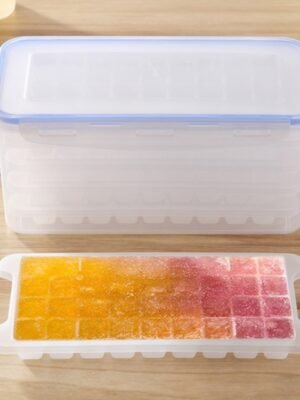 Small Square Ice Mold Trays Multi-layer Mold with Cover Ice Storage Box, 5 Layers