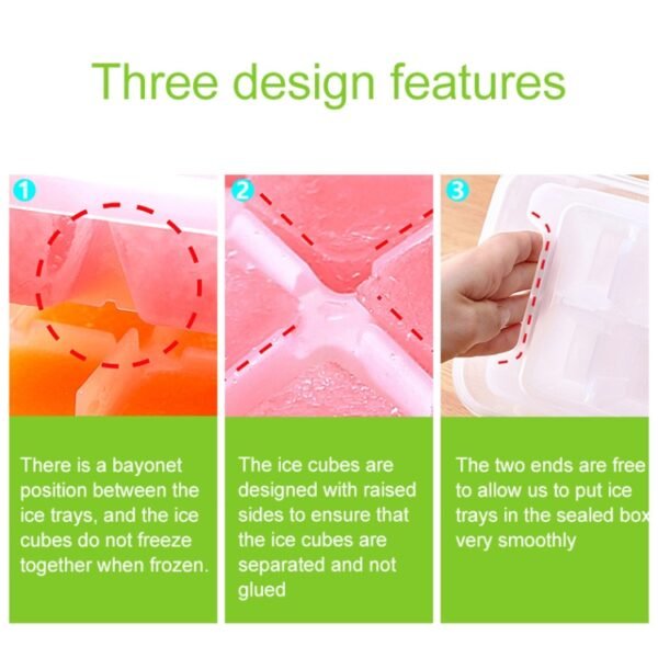 Small Square Ice Mold Trays Multi-layer Mold with Cover Ice Storage Box, 5 Layers
