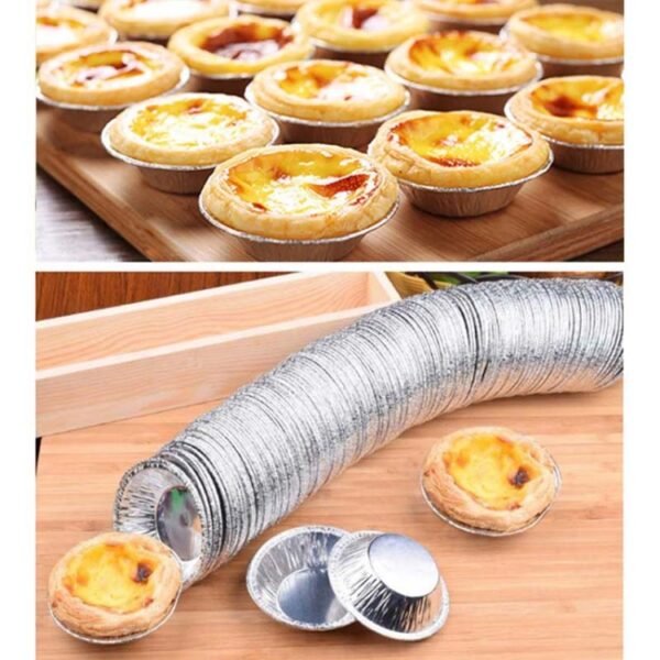 HC8317_5.jpg 100pcs / Pack Aluminum Foil Egg Tart Cup Cake Holder, Size: 7.5 x 4 x 2cm