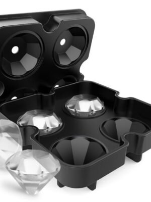 New 4 Cavity Diamond Shape 3D Ice Cube Mold Maker Bar Party Silicone Trays Chocolate Mold Kitchen Tool