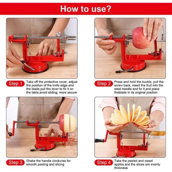 3 in 1 Multi-functional Fruit Peeling Slicing Stoning Peeler Machine(Red)