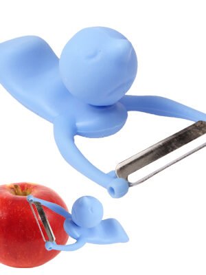 Men Shaped Fruit Vegetable Kitchen Blade Peeler with Durable ABS Handle(Blue)