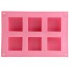 High Quality 6 Holes Square Shape Silicone Material Cake Mold