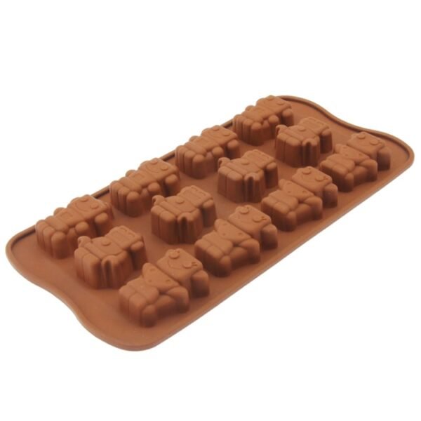 S-KA-0887_2.jpg Lovely Robot Shape 12-Grid Ice Cube Tray(Brown)