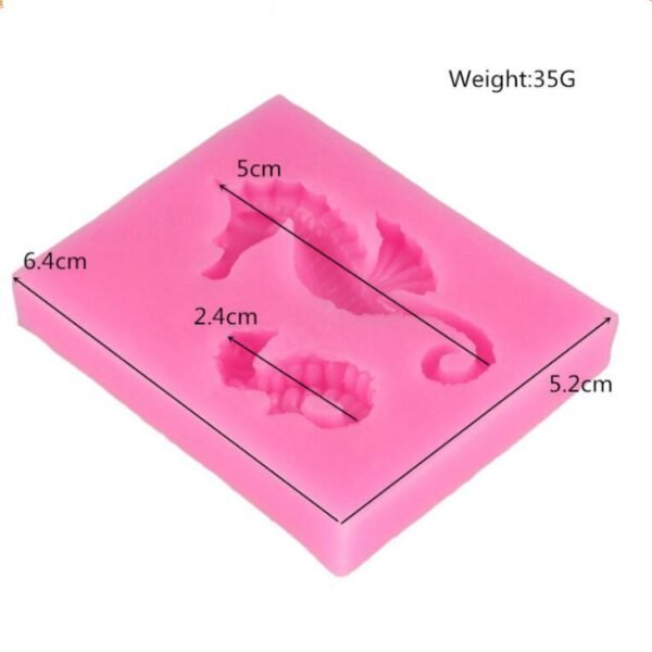 TBD0108694501A_4.jpg 2 PCS Hippocampus DIY Modeling Mold Fondant Silicone Cake Chocolate Mold Baking Tool, Hippocampus Shape(Pink), Hippocampus Shape(Gray)