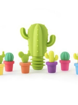7 in 1 Creative Cactus Silicone Wine Bottle Stopper + Wine Glass Marker Set