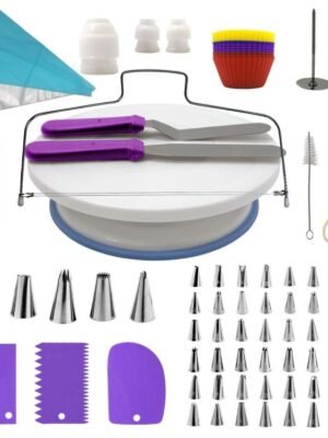 106 in 1 Cake Turntable Set Stainless Steel Decorating Mouth Cake Decorating Baking Tool, 106 PCS/Set Purple, 106 PCS/Set Blue