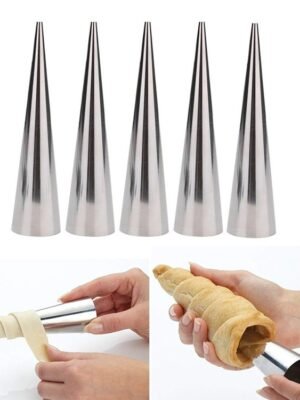 5 PCS Cone Roll Moulds Stainless Steel Spiral Nozzle Croissants Pastry Cream Horn Cake Mold