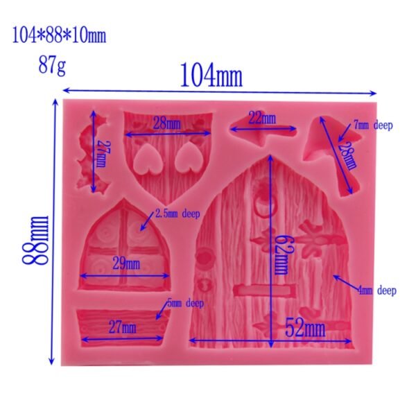 2 PCS Cartoon House Wooden Window Shape Silicone Candy Mold Fairy Tale Cake Decorating Tool