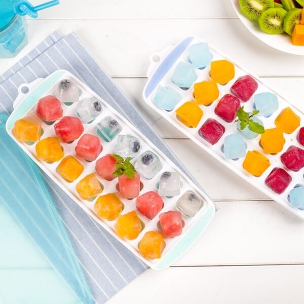Summer 21 Grid Cool Home-made Ice Cube Ice Box Mould with Lid, 21 Grid(Pink), 21 Grid(Blue), 21 Grid(Green)