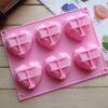 6 in 1 Heart Shape Silicone Mold For Baking Mousse Cake DIY Silicone Molds