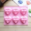 6 in 1 Heart Shape Silicone Mold For Baking Mousse Cake DIY Silicone Molds
