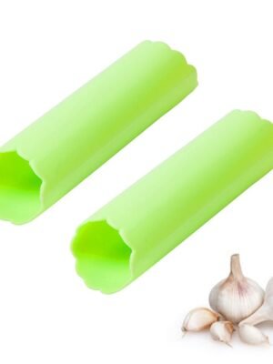 2 PCS Kitchen Peeling Garlic Press Garlic Peeler Does Not Hurt the Hand Silicone Garlic Peeler, Green, Red, Blue