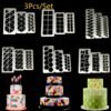 2 PCS Chocolate Cake Geometric Puzzle Embossed Strip Foundation Shape Graphic Biscuit Mold Stamping Tool, Four-sided Diamond, Jigsaw, Hexagon, Square, Regular Triangle, Oblique Triangle