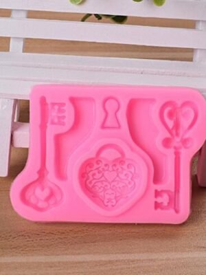 2 PCS Food Love Lock Key Fondant Silicone Mold DIY Baking Cake Decoration Tool, Food Love Lock Key Shape