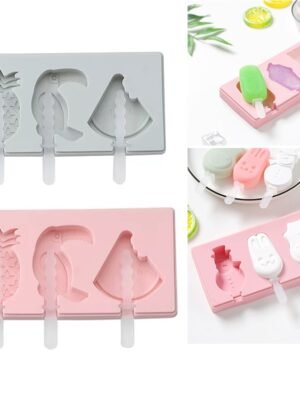 Silicone Cartoon Homemade Handmade DIY Ice Cream Popsicle Mould with Lid, Color Random Delivery, Fruit Woodpecker, Ice Cream, Snowman Hippo Bunny