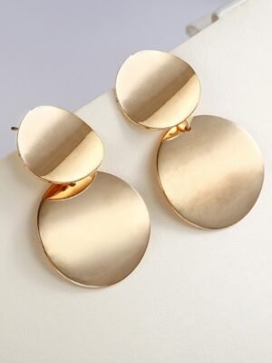 Unique Metal Drop Earrings Round Statement Earrings for Women Jewelry, Gold, Silver