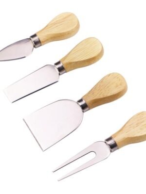 4pcs / Set Stainless Steel Cheese Knife Bamboo Handle Cheese Slicer Wood Handle Cheese Knives Set Cutter