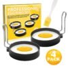 2-Pack Egg Ring Iron Spray Non-Stick Round Omelette Model Omelette Mold with Brush, 2-Pack, 4-Pack