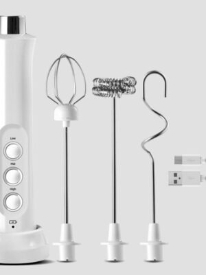 Whisk Household Electric Baking Mini Wireless Hand-Held Charging Stirrer Milk Frother, White, Black
