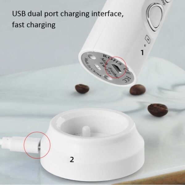 Whisk Household Electric Baking Mini Wireless Hand-Held Charging Stirrer Milk Frother, White, Black