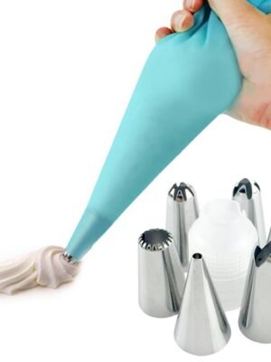 8 PCS/Set 6 Stainless Steel Nozzle Set DIY Cake Decorating Tools Silicone with EVA Cream Pastry Bag
