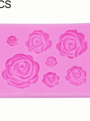 2 PCS DIY Handmade Soap Chocolate Fondant Baking Mold 3D Rose Flower Cake Decoration Silicone Mold, Flower Shape(Pink), Flower Shape(Gray)