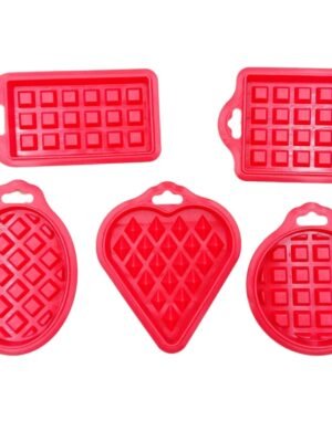 5 in 1 Food Grade Silicone Waffle Mold Kitchen Cake Set Baking Supplies, Red, Green, Beige, Pink