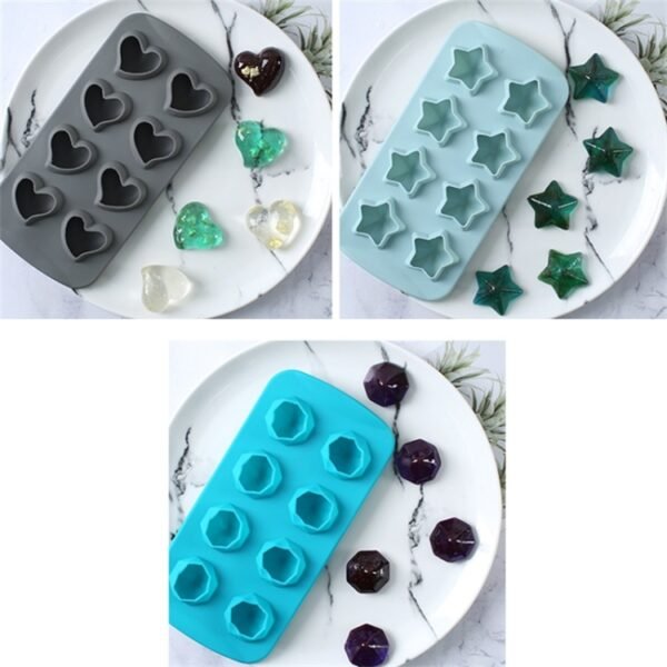 2 PCS Creative Silicone Ice Tray Mold 8 Continuous Mould Home-Made DIY Ice Tray Box, Style:, Brick  (Blue), Brick (Candy Color), Brick  (Jelly), Heart-shaped(Candy Effect), Heart-shaped(Jelly Effect), Five-star (Candy Effect)...
