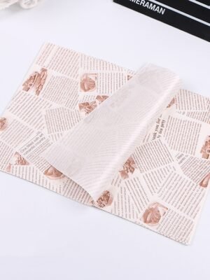 100 Sheets / Pack Cake Greaseproof Paper Baking Packaging Plate Paper Hamburger Paper, Colour: Classical Newspaper, Classical Newspaper, Color Pastry, Orange Tower, White English, Coffee English, Wheat English, Pure White, Thick Kraft Paper, Gray Tower...